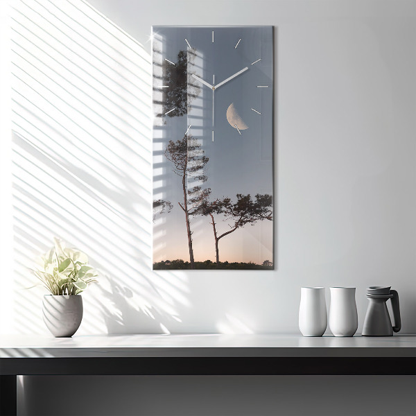 Horloge murale verticale Croissant et arbres