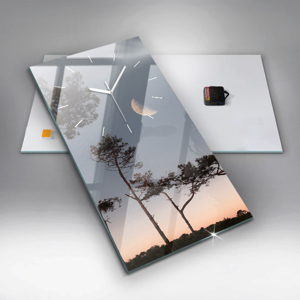 Horloge murale verticale Croissant et arbres