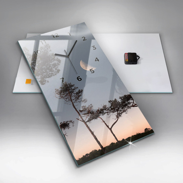 Horloge murale verticale Croissant et arbres