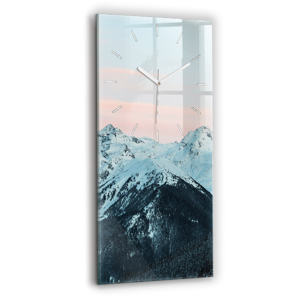 Horloge murale verticale Chaîne de montagnes en hiver