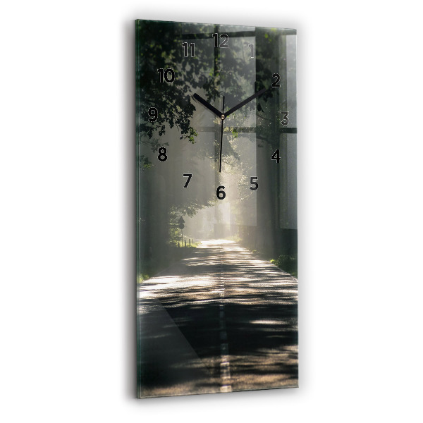 Horloge murale verticale Route forestière et rayons de soleil