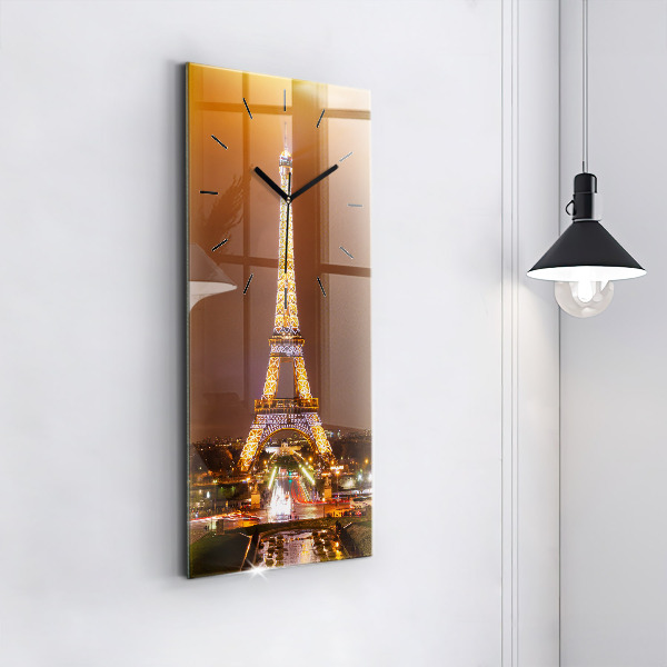 Horloge murale verticale Tour Eiffel illuminée