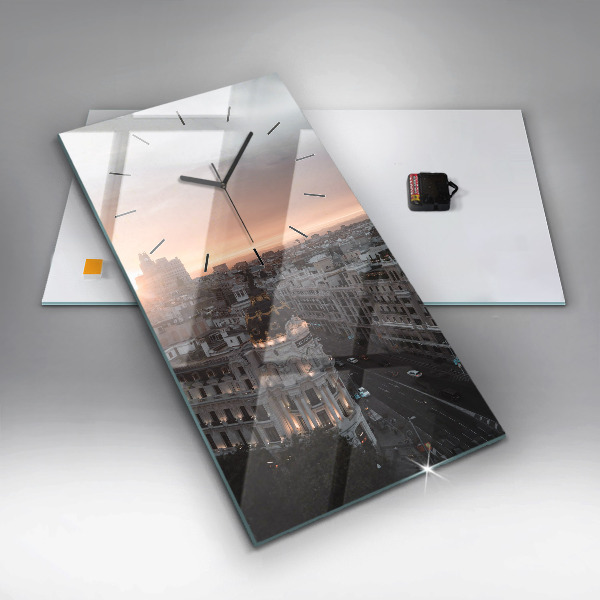 Horloge murale verticale Villes au coucher du soleil