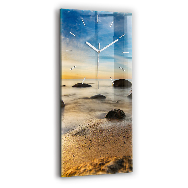 Horloge murale verticale Lever de soleil sur la mer Baltique