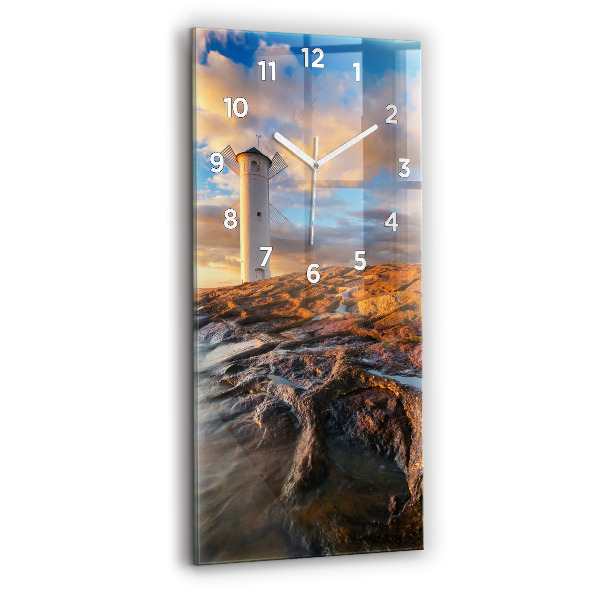 Horloge rectangulaire verticale Le phare et la mer Baltique