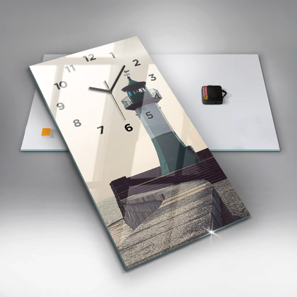 Horloge murale verticale Le phare et la mer