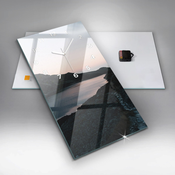 Horloge murale verticale Lac et montagnes