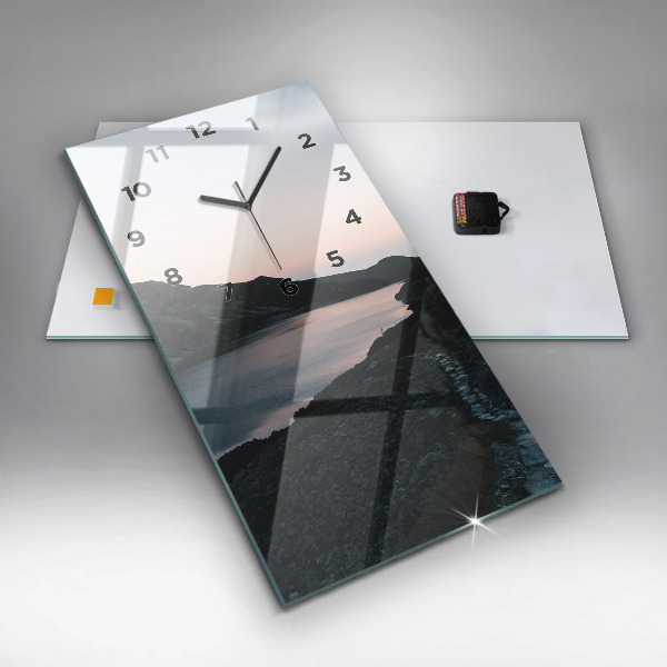 Horloge murale verticale Lac et montagnes