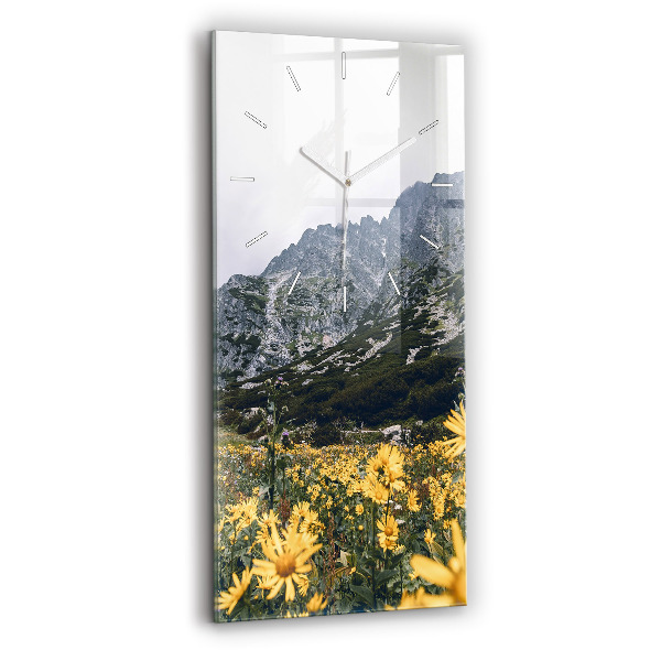 Horloge murale verticale Fleurs des prés dans les montagnes