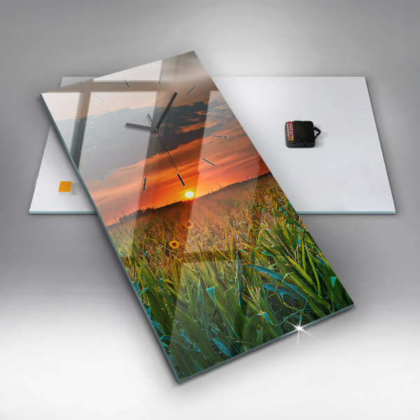 Horloge murale verticale Tournesols dans le pré