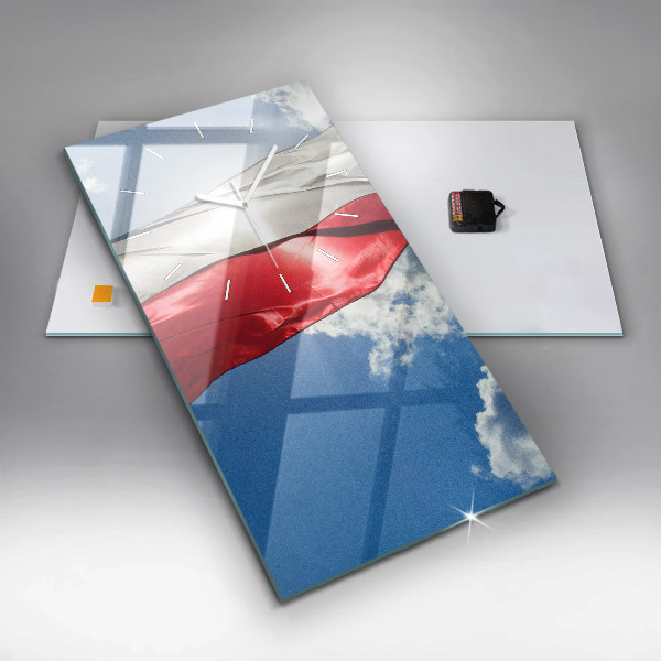 Horloge murale verticale Le drapeau polonais contre le ciel