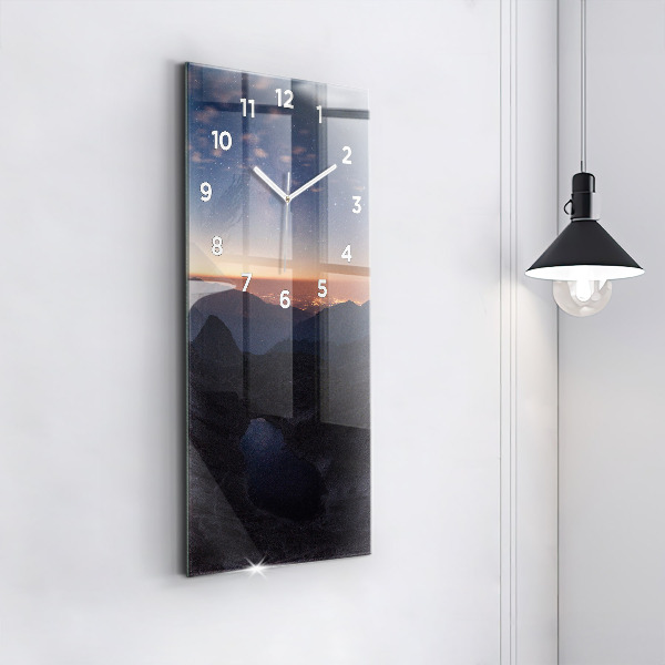 Horloge murale verticale Montagnes au coucher du soleil