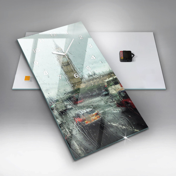 Horloge murale verticale Londres pluvieuse