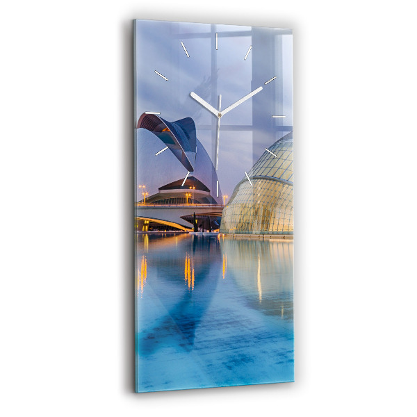 Horloge murale verticale Coucher de soleil sur la ville