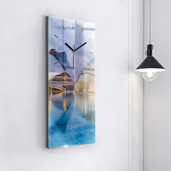 Horloge murale verticale Coucher de soleil sur la ville