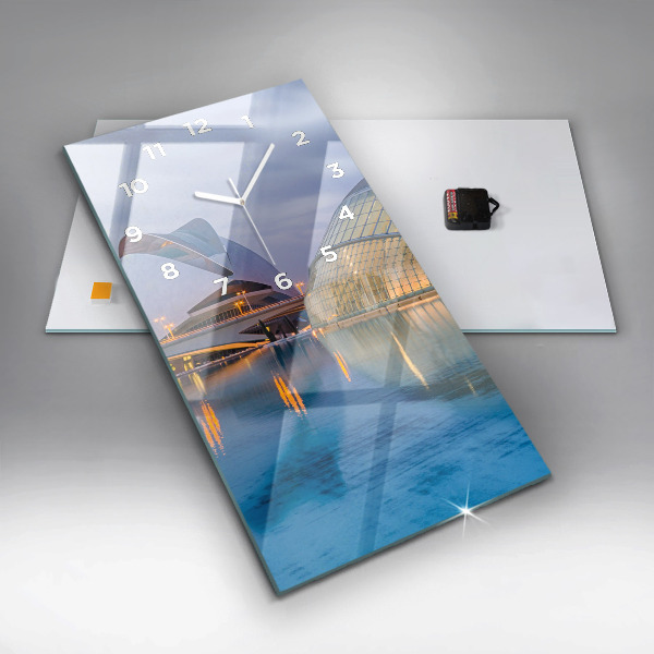 Horloge murale verticale Coucher de soleil sur la ville
