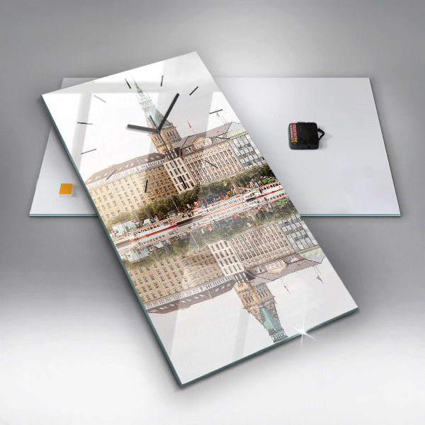 Horloge rectangulaire verticale Rivière Hambourg Allemagne