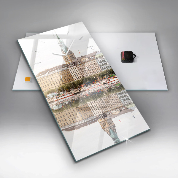 Horloge rectangulaire verticale Rivière Hambourg Allemagne