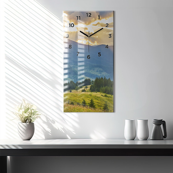 Horloge rectangulaire verticale Paysage avec forêts