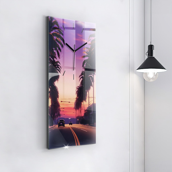 Horloge rectangulaire verticale Coucher de soleil à Los Angeles