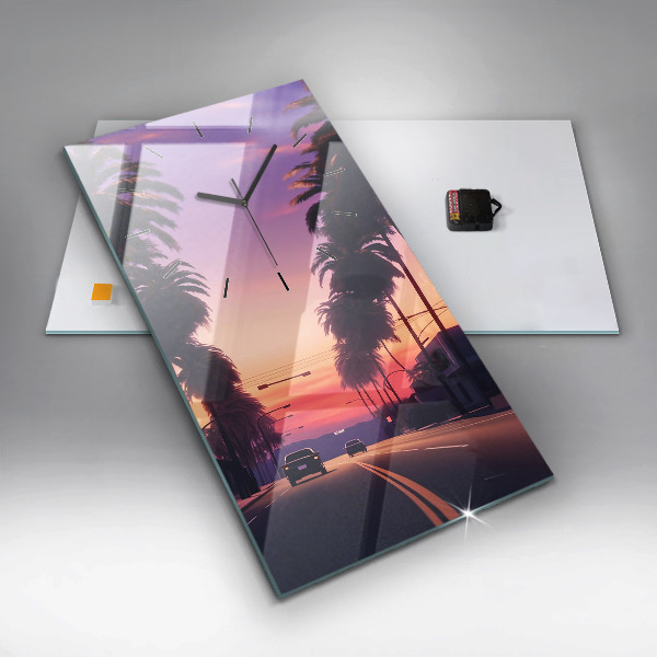 Horloge rectangulaire verticale Coucher de soleil à Los Angeles