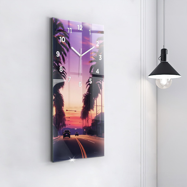 Horloge rectangulaire verticale Coucher de soleil à Los Angeles