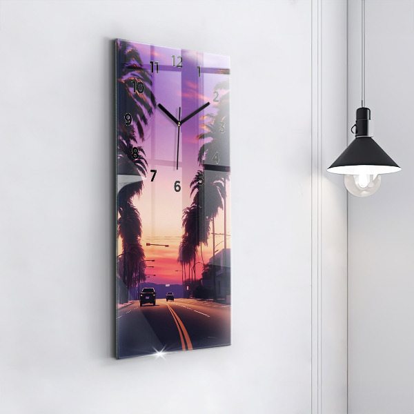 Horloge rectangulaire verticale Coucher de soleil à Los Angeles