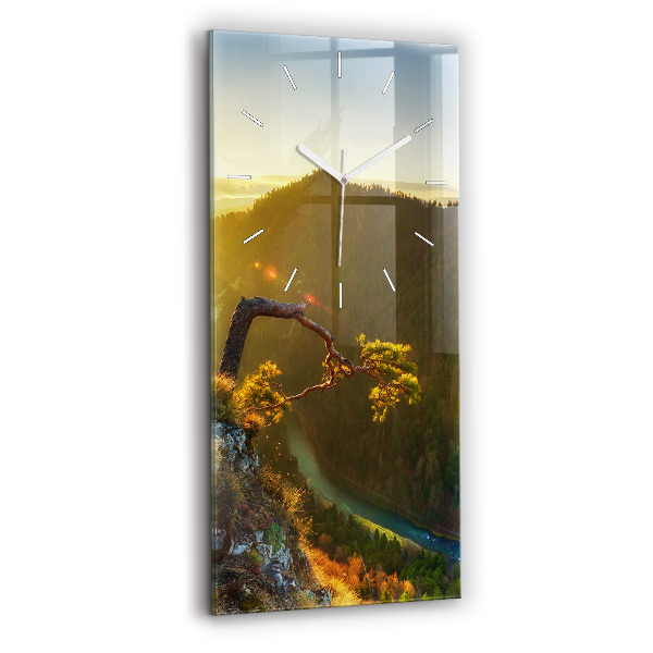Horloge murale verticale Coucher de soleil sur les montagnes