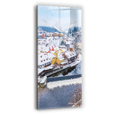 Horloge rectangulaire verticale Panorama de la ville en hiver