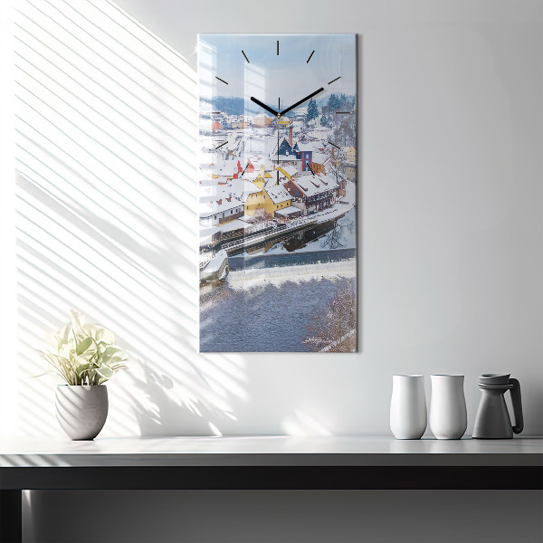 Horloge rectangulaire verticale Panorama de la ville en hiver