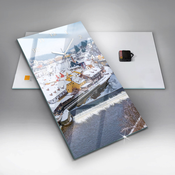 Horloge rectangulaire verticale Panorama de la ville en hiver