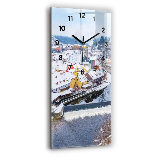 Horloge rectangulaire verticale Panorama de la ville en hiver