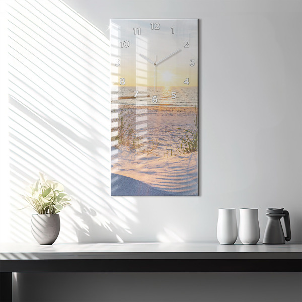 Horloge rectangulaire verticale Coucher de soleil sur la mer