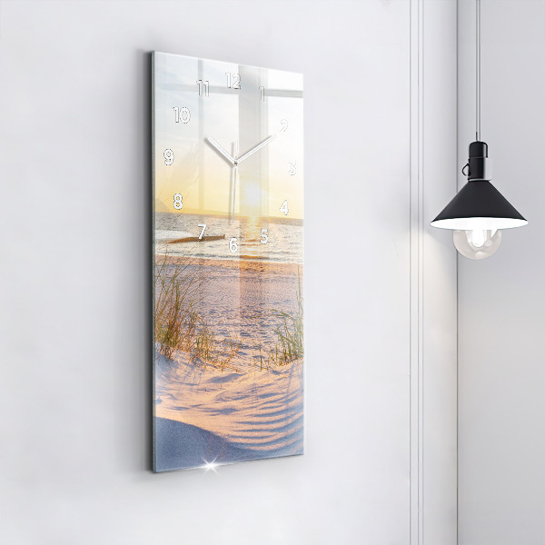 Horloge rectangulaire verticale Coucher de soleil sur la mer