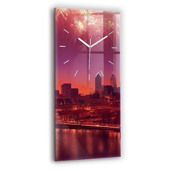 Horloge murale verticale La ville de Philadelphie la nuit