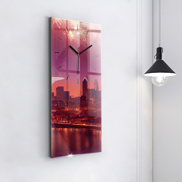 Horloge murale verticale La ville de Philadelphie la nuit