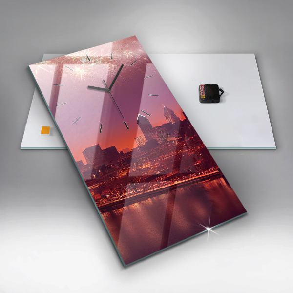 Horloge murale verticale La ville de Philadelphie la nuit