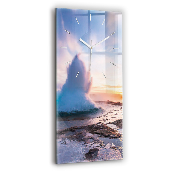 Horloge rectangulaire verticale 'Geyser sur l''île d''Islande'