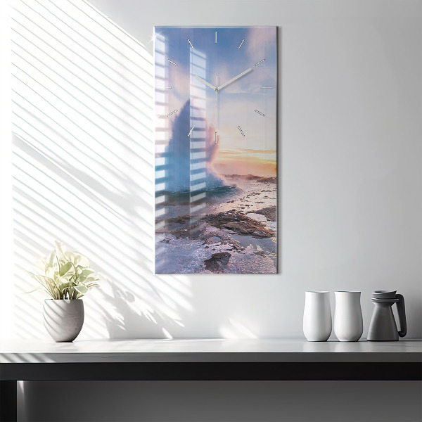 Horloge rectangulaire verticale 'Geyser sur l''île d''Islande'