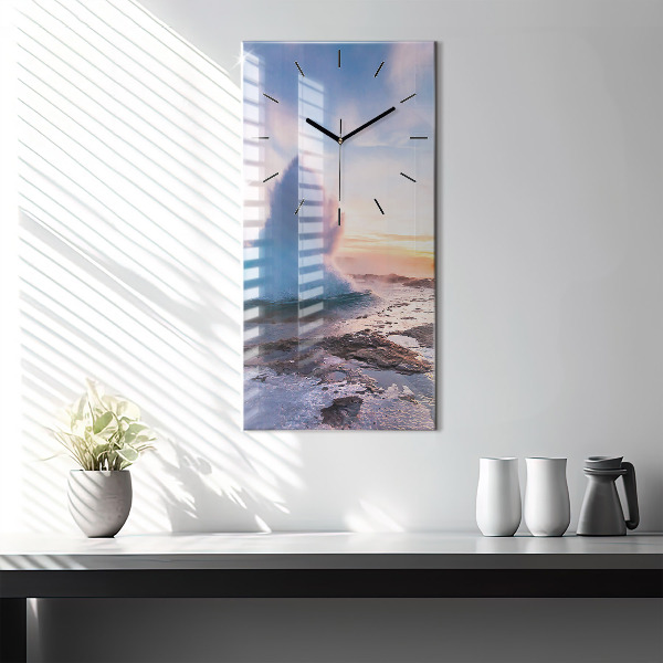 Horloge rectangulaire verticale 'Geyser sur l''île d''Islande'