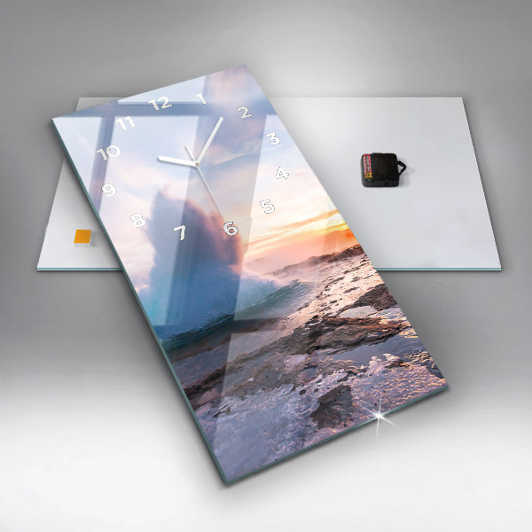 Horloge rectangulaire verticale 'Geyser sur l''île d''Islande'