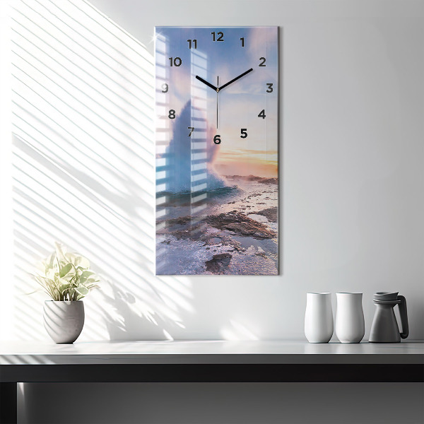 Horloge rectangulaire verticale 'Geyser sur l''île d''Islande'