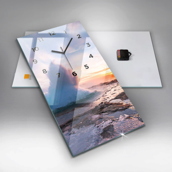 Horloge rectangulaire verticale 'Geyser sur l''île d''Islande'