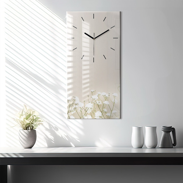 Horloge murale verticale Fleurs de gypsophile en fleurs