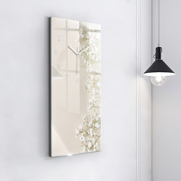 Horloge murale verticale Fleurs de gypsophile en fleurs
