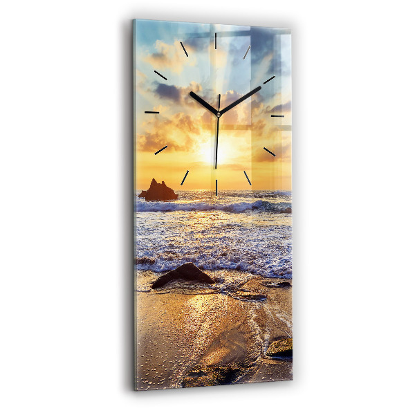 Horloge murale verticale Coucher de soleil sur la plage