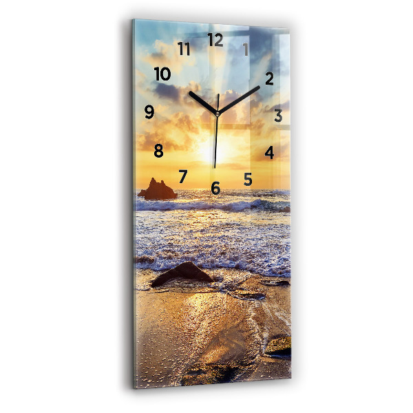 Horloge murale verticale Coucher de soleil sur la plage