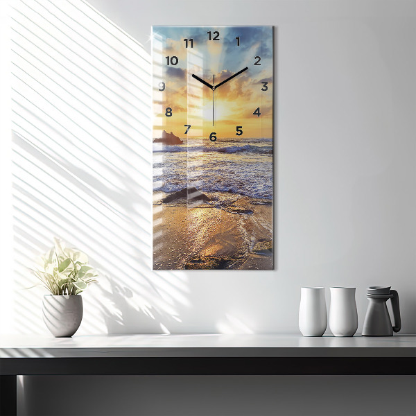 Horloge murale verticale Coucher de soleil sur la plage