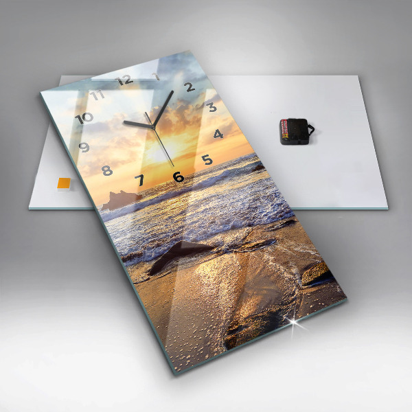 Horloge murale verticale Coucher de soleil sur la plage