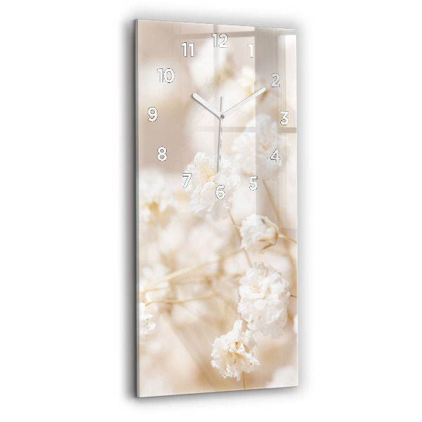 Horloge murale verticale Petites fleurs blanches
